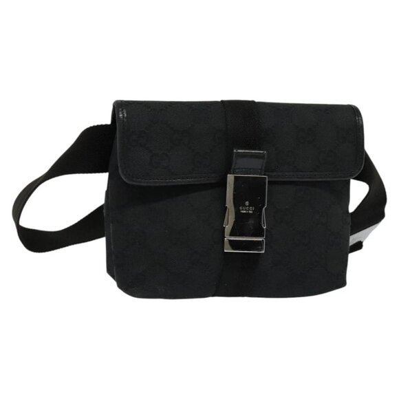 GUCCI GG Canvas Waist bag Black Silver 131236 Auth nb108 - Picture 2 of 16